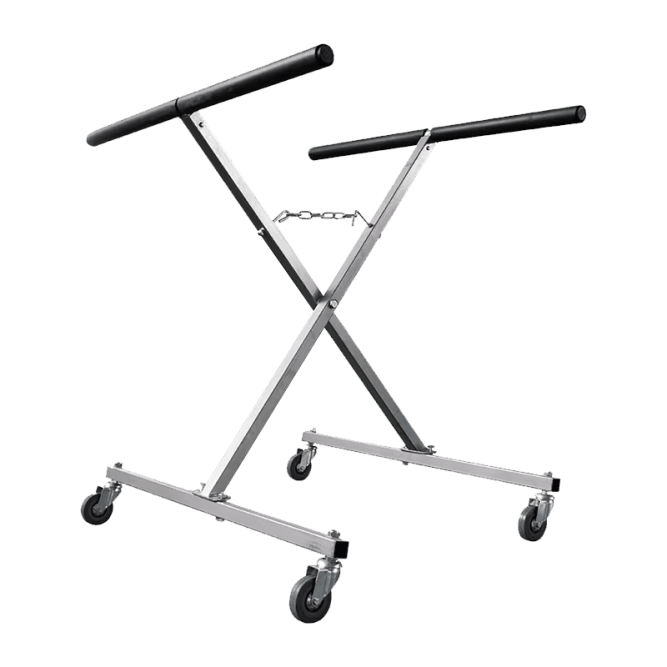 STONDER X-shaped stand with chain, padding, wheels