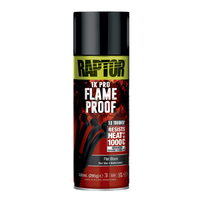 U-POL RAPTOR Flameproof paint, flat black 1000°C, 338ml