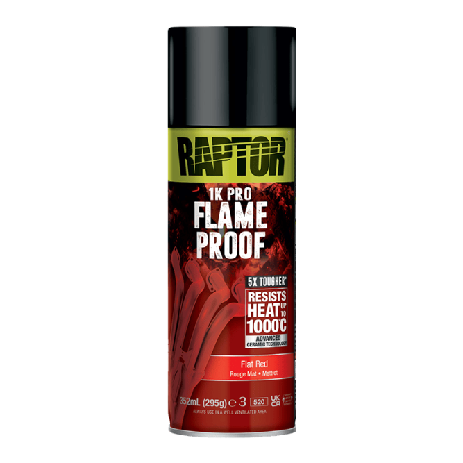 U-POL RAPTOR Flame Proof paint, flat red 1000°C, 352ml